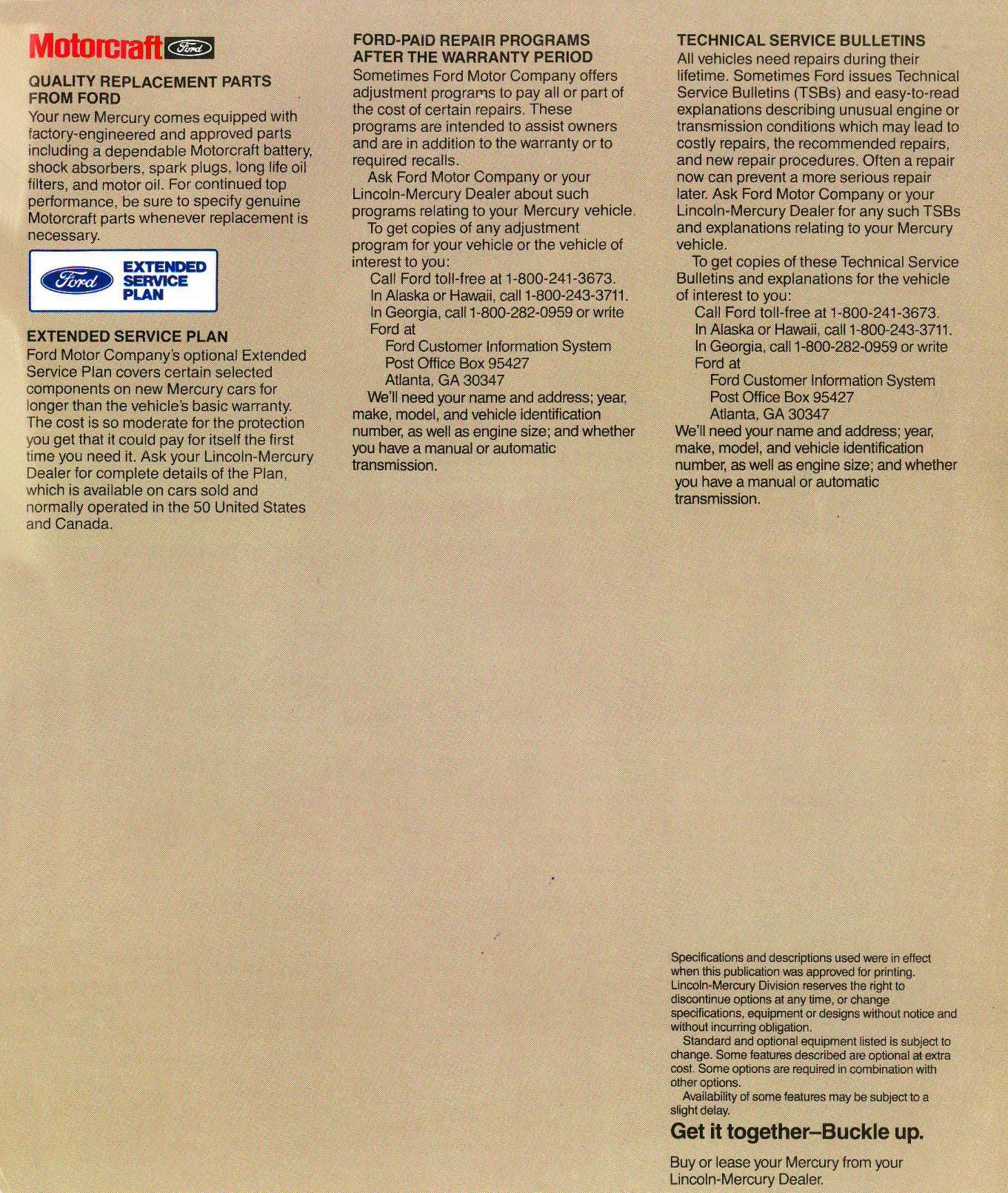 1983 Mercury Full-Line Brochure Page 3